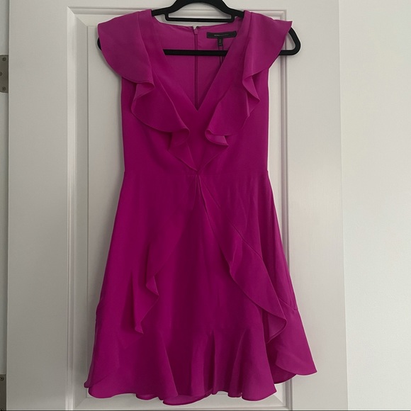 BCBG Magenta Crisscross Ruffle Dress - Picture 1 of 4